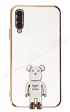 Eiroo Samsung Galaxy A50 Baby Bear Standl Beyaz Silikon Klf