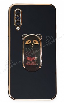 Eiroo Samsung Galaxy A50 Baby Panda Standl Siyah Silikon Klf