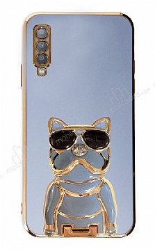 Eiroo Samsung Galaxy A50 Bulldog Standl Mavi Silikon Klf