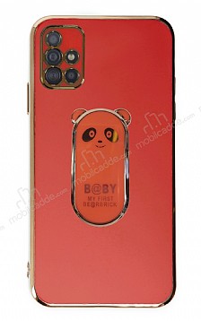 Eiroo Samsung Galaxy A51 Baby Panda Standl Krmz Silikon Klf