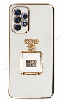 Eiroo Samsung Galaxy A52s 5G Aynal Parfm Standl Beyaz Silikon Klf