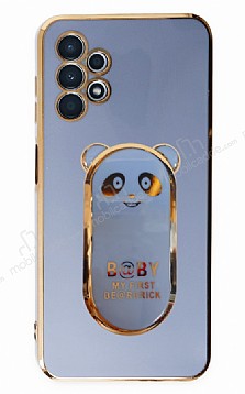 Eiroo Samsung Galaxy A52 Baby Panda Standl Mavi Silikon Klf
