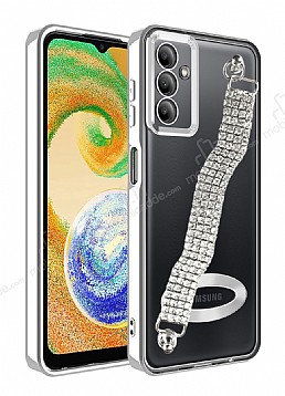 Eiroo Samsung Galaxy A54 Su Yolu Zincirli Silver Silikon Klf