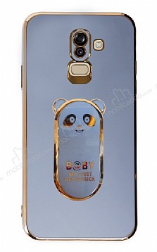 Eiroo Samsung Galaxy A6 Plus 2018 Baby Panda Standl Mavi Silikon Klf