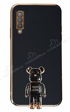 Eiroo Samsung Galaxy A7 2018 Baby Bear Standl Siyah Silikon Klf