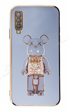 Eiroo Samsung Galaxy A7 2018 Candy Bear Standl Mavi Silikon Klf