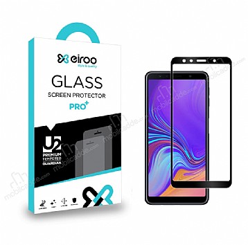 Eiroo Samsung Galaxy A7 2018 Tempered Glass Full Siyah Cam Ekran Koruyucu