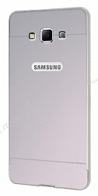 Eiroo Samsung Galaxy A7 ift Katmanl Metal Silver Klf