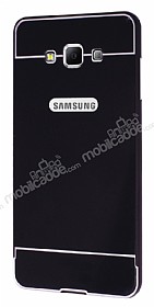Eiroo Samsung Galaxy A7 ift Katmanl Metal Siyah Klf