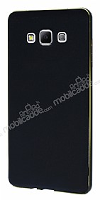 Eiroo Samsung Galaxy A7 Metal Kenarl Siyah Rubber Klf