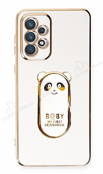 Eiroo Samsung Galaxy A72 5G Baby Panda Standl Beyaz Silikon Klf