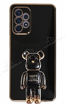 Eiroo Samsung Galaxy A52 / A52 5G Baby Bear Standl Siyah Silikon Klf
