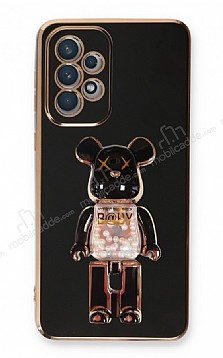 Eiroo Samsung Galaxy A72 / A72 5G Candy Bear Standl Siyah Silikon Klf