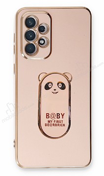 Eiroo Samsung Galaxy A73 Baby Panda Standl Pembe Silikon Klf