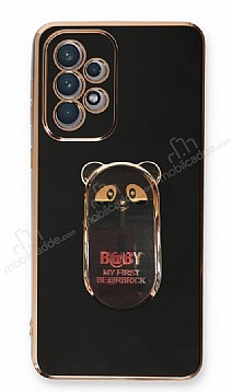Eiroo Samsung Galaxy A73 Baby Panda Standl Siyah Silikon Klf