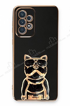 Eiroo Samsung Galaxy A73 Bulldog Standl Siyah Silikon Klf