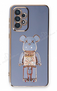 Eiroo Samsung Galaxy A73 Candy Bear Standl Mavi Silikon Klf