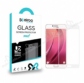 Eiroo Samsung Galaxy C7 SM-C7000 Tempered Glass Beyaz Full Cam Ekran Koruyucu