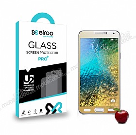 Eiroo Samsung Galaxy E7 Tempered Glass Ayna Gold Cam Ekran Koruyucu