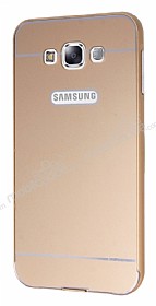 Eiroo Samsung Galaxy E7 ift Katmanl Metal Gold Klf