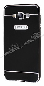 Eiroo Samsung Galaxy E7 ift Katmanl Metal Siyah Klf
