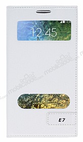 Samsung Galaxy E7 Gizli Mknatsl ift Pencereli Beyaz Klf