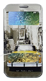 Samsung Galaxy E7 Gizli Mknatsl Pencereli Sar Taksi Deri Klf