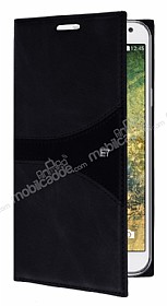 Samsung Galaxy E7 Gizli Mknatsl Siyah Deri Klf