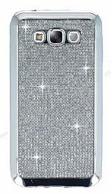 Eiroo Samsung Galaxy E7 Tal Silver Silikon Klf