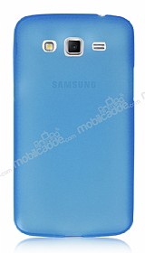 Samsung Galaxy Grand 2 Ultra nce effaf Mavi Silikon Klf