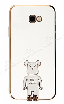Eiroo Samsung Galaxy J4 Plus Baby Bear Standl Beyaz Silikon Klf