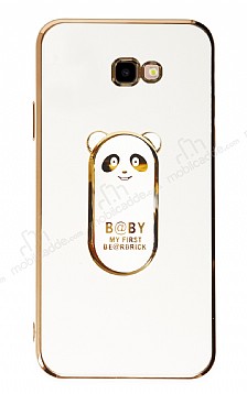 Eiroo Samsung Galaxy J4 Plus Baby Panda Standl Beyaz Silikon Klf
