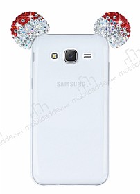 Samsung Galaxy J5 Tal Kulakl Krmz Silikon Klf