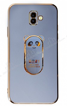 Eiroo Samsung Galaxy J6 Plus Baby Panda Standl Mavi Silikon Klf