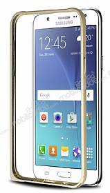 Eiroo Samsung Galaxy J7 / Galaxy J7 Core Gold izgili Gold Metal Bumper Klf