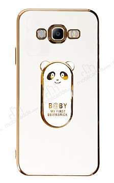 Eiroo Samsung Galaxy J7/ J7 Core Baby Panda Standl Beyaz Silikon Klf