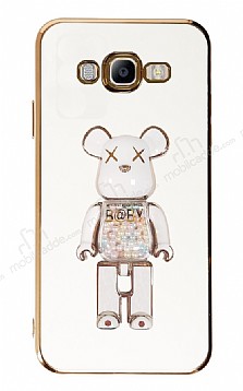 Eiroo Samsung Galaxy J7 / J7 Core Candy Bear Standl Beyaz Silikon Klf