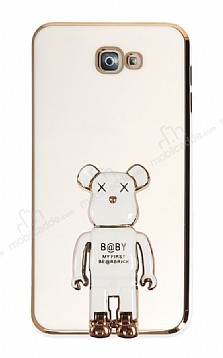 Eiroo Samsung Galaxy J7 Prime Baby Bear Standl Beyaz Silikon Klf