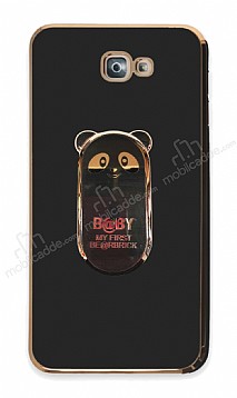 Eiroo Samsung Galaxy J7 Prime Baby Panda Standl Siyah Silikon Klf
