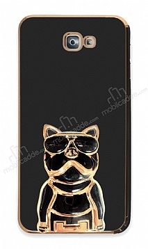 Eiroo Samsung Galaxy J7 Prime Bulldog Standl Siyah Silikon Klf