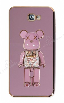 Eiroo Samsung Galaxy J7 Prime Candy Bear Standl Mor Silikon Klf