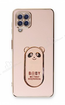 Eiroo Samsung Galaxy M12 Baby Panda Standl Pembe Silikon Klf