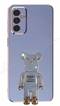Eiroo Samsung Galaxy M13 Baby Bear Standl Mavi Silikon Klf