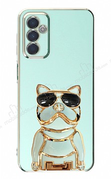 Eiroo Samsung Galaxy M13 Bulldog Standl Yeil Silikon Klf