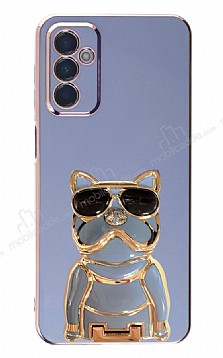 Eiroo Samsung Galaxy M13 Bulldog Standl Mavi Silikon Klf