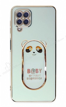 Eiroo Samsung Galaxy M22 Baby Panda Standl Yeil Silikon Klf