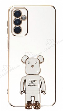 Eiroo Samsung Galaxy M23 Baby Bear Standl Beyaz Silikon Klf