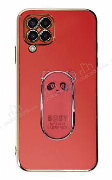 Eiroo Samsung Galaxy M32 Baby Panda Standl Krmz Silikon Klf