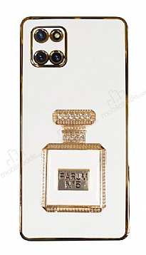Eiroo Samsung Galaxy Note 10 Lite Aynal Parfm Standl Beyaz Silikon Klf