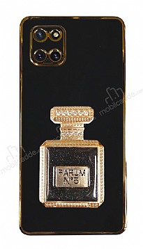 Eiroo Samsung Galaxy Note 10 Lite Aynal Parfm Standl Siyah Silikon Klf